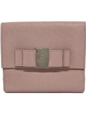 Salvatore Ferragamo Vara Light Pink Leather Double-hook Wallet